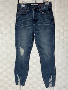 Celebrity Pink Women's Dark Wash Ripped Skinny Jeans
